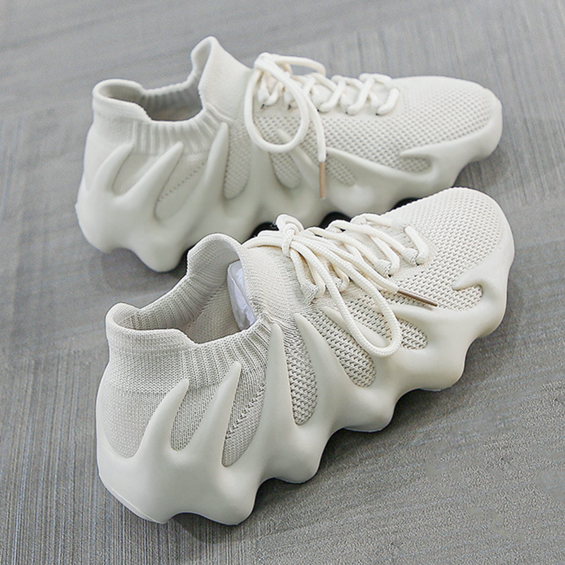 SXCHEN Sneakers Women Outdoor Running Polyester Fiber Breathable Comfortable Shock Absorption Trendy Athletic Walking Trainers Professional Sport Shoes Soft Sole Non-slip Fashion Footwear - White