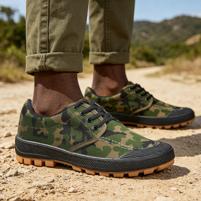 SXCHEN Men's Soccer Shoes - Green Camouflage Durable Canvas upper, Reinforced Toe, Anti-slip And Wear-resistant Outsole, Flexible Grip Outsole, Suitable For Soccer And Outdoor Activities.