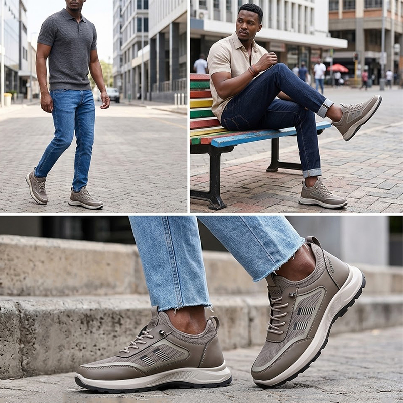 SXCHEN Shoes Men's Shoes Sneakers New Comfortable And Breathable Casual Sports Shoes Soft-Soled Non-Slip Hiking Shoes Flexible Anti-Slip Sole Pu Boy Shoe Easy Pull Tab Coffee color 41 42 43 44