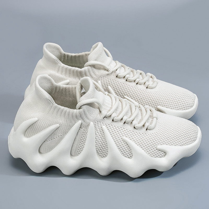 SXCHEN Sneakers Women Outdoor Running Polyester Fiber Breathable Comfortable Shock Absorption Trendy Athletic Walking Trainers Professional Sport Shoes Soft Sole Non-slip Fashion Footwear - White