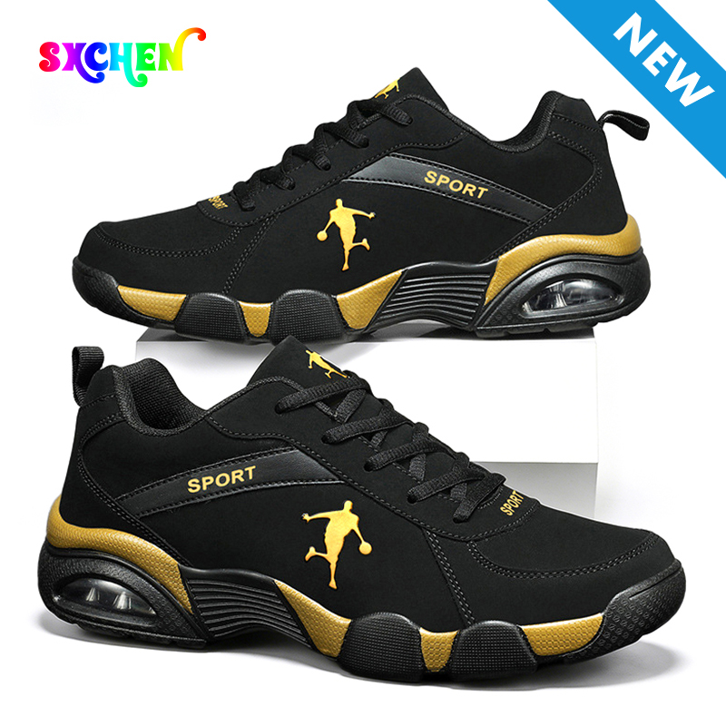 SXCHEN Men Shoes Sneakers Fashion Basketball Shoes – Black & Gold Durable Upper, Non-Slip Outsole, Padded Collar, Suitable For Streetball & Athletic Training, All Sizes Available Boy Casual Men's Shoe