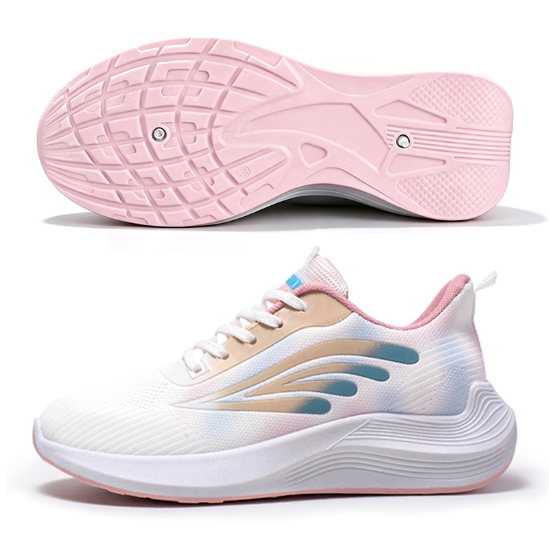 SXCHEN Women's Lightweight Running Shoes – White With Pink & Blue Gradient Accents, Breathable Mesh Upper, Cushioned Midsole, Perfect For Jogging & Daily Casual Wear, All Sizes Available