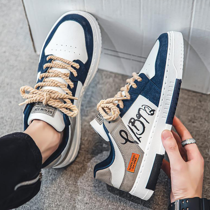 SXCHEN Men's Fashion Sneaker Shoes – Shoes Men Shoes Men Sneakers Men Casual Shoes Perforated Breathable Upper PU Artificial Leather Anti-slip Bold Chunky Sole Fashion & Leisure Wear Boy
