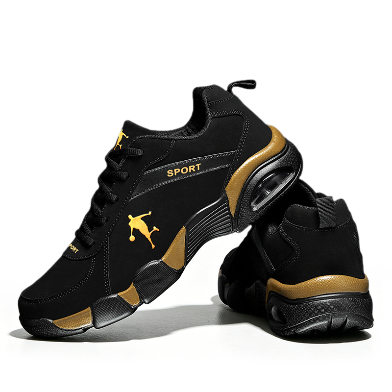 SXCHEN Men Shoes Sneakers Fashion Basketball Shoes – Black & Gold Durable Upper, Non-Slip Outsole, Padded Collar, Suitable For Streetball & Athletic Training, All Sizes Available Boy Casual Men's Shoe