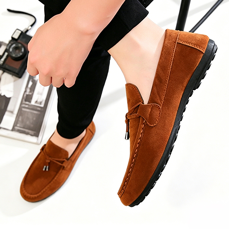 SXCHEN Men's Suede Driving Shoes – Brown Classic Loafer Style, Tassel Accent, Soft Synthetic Suede Upper, Comfortable Insole, Perfect For Casual Daily & Driving, All Sizes Available