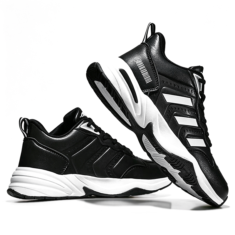 SXCHEN Men's Performance Sneaker Shoes – Black With Contrast White Sole, Shock-Absorbing Heel Support, Non-Slip Traction Sole, Ideal For Running, Training & All-Day Comfort, All Sizes Available