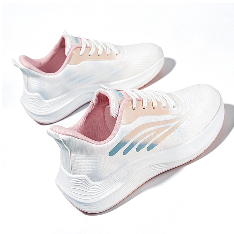 SXCHEN Women's Lightweight Running Shoes – White With Pink & Blue Gradient Accents, Breathable Mesh Upper, Cushioned Midsole, Perfect For Jogging & Daily Casual Wear, All Sizes Available