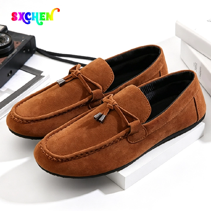 SXCHEN Men's Suede Driving Shoes – Brown Classic Loafer Style, Tassel Accent, Soft Synthetic Suede Upper, Comfortable Insole, Perfect For Casual Daily & Driving, All Sizes Available