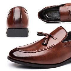 SXCHEN Men Shoes Classic Dress Oxford Brown Smooth Leather Upper Men's Business Casual Shoe Lightweight Construction, Easy Slip-On Fit,Non-Slip Rubber Sole, Ideal For Office Wear & Wedding Occasions