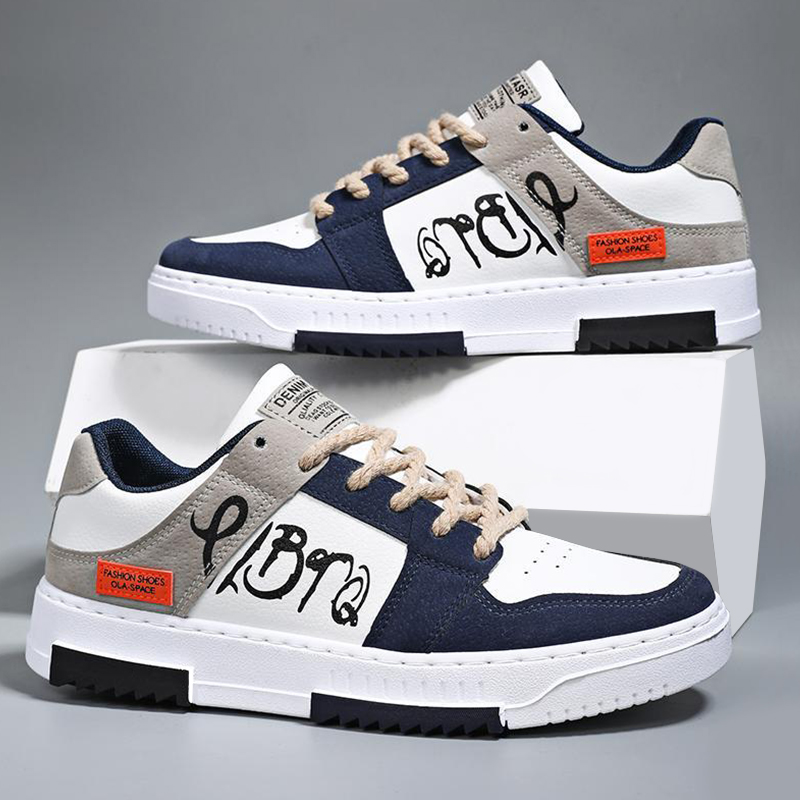 SXCHEN Men's Fashion Sneaker Shoes – Shoes Men Shoes Men Sneakers Men Casual Shoes Perforated Breathable Upper PU Artificial Leather Anti-slip Bold Chunky Sole Fashion & Leisure Wear Boy