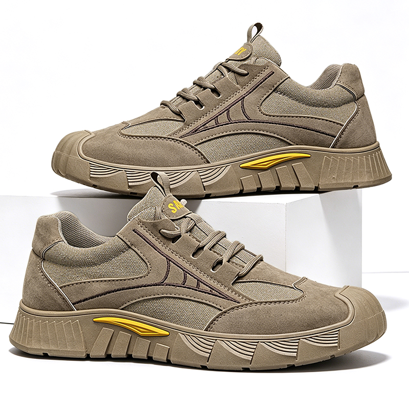 SXCHEN Men's Hiking Casual Shoes, Khaki Fashion Sneakers for Camping & Walking, Sturdy Canvas Construction, Shock-Absorbing Tread, Comfortable Fit, Pull Tab for Easy On/Off, All Sizes,