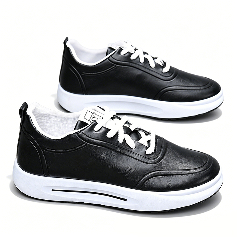 SXCHEN Men's Comfort Casual Shoes – Black With Soft Padded Footbed, Flexible Sole, Perfect For Travel & Elevating Everyday Outfits, All Sizes Available