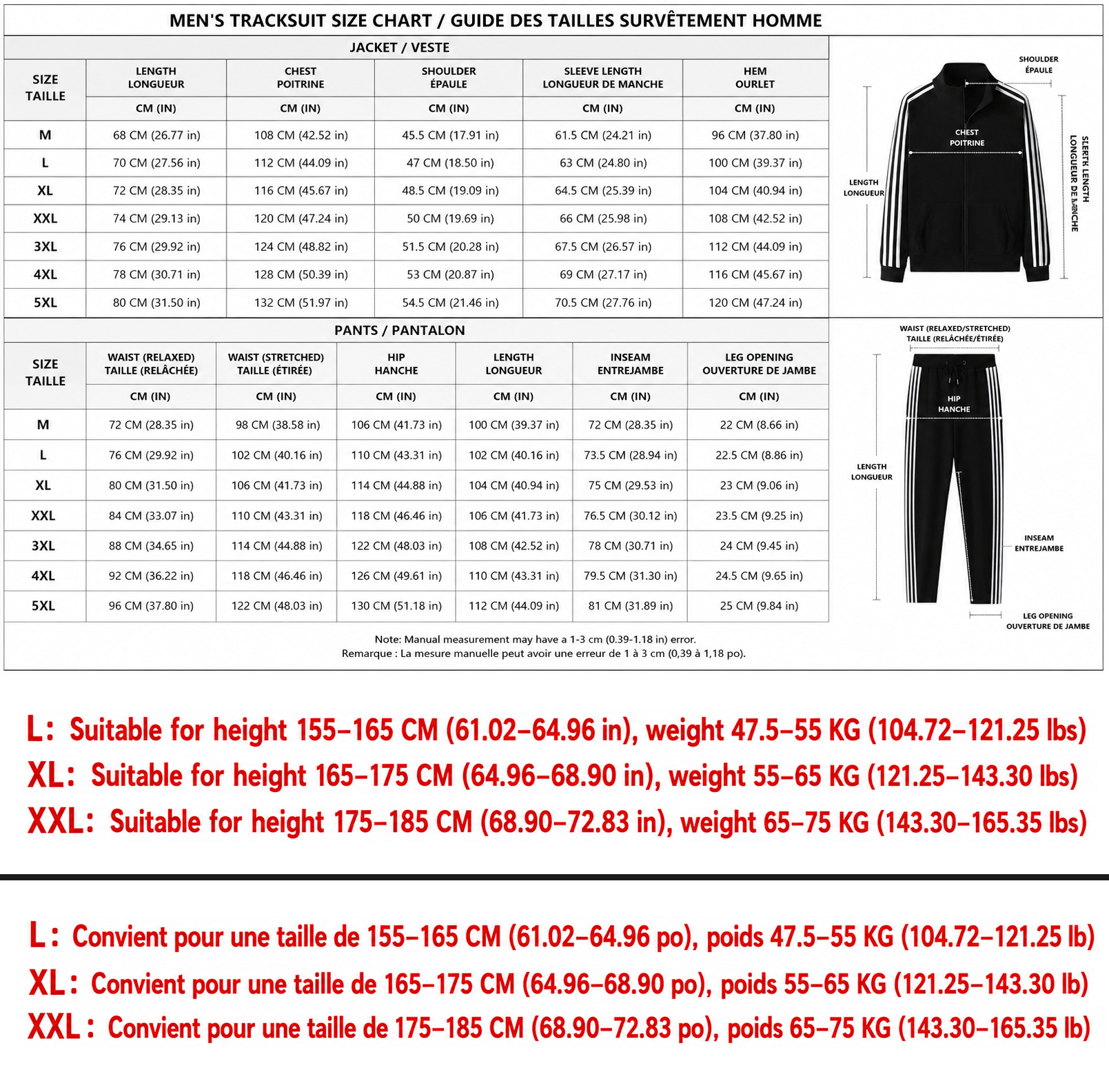SXCHEN Men's Athletic Tracksuit, Black Striped Two-Piece Outfit For Gym & Daily Wear, Soft Quick-Dry Polyester, Full-Zip Jacket with Side Pockets, Elastic Drawstring Pants, Lightweight & Comfortable,