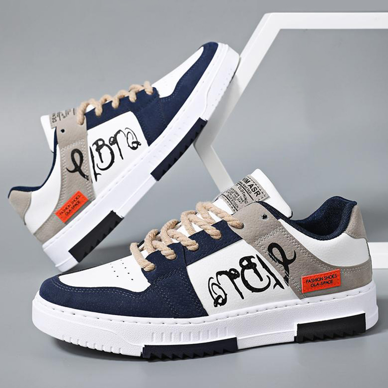 SXCHEN Men's Fashion Sneaker Shoes – Shoes Men Shoes Men Sneakers Men Casual Shoes Perforated Breathable Upper PU Artificial Leather Anti-slip Bold Chunky Sole Fashion & Leisure Wear Boy