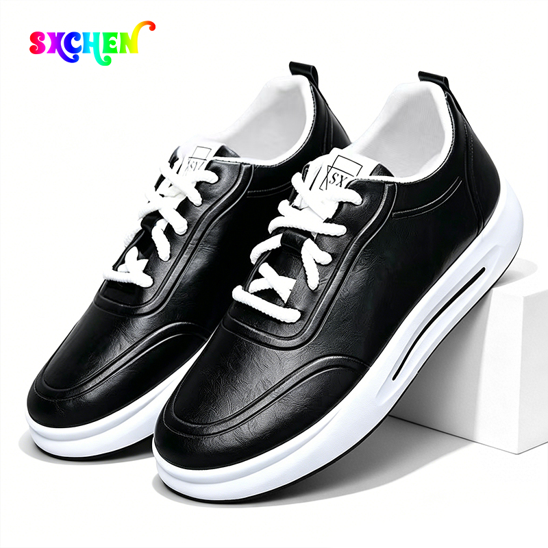 SXCHEN Men's Comfort Casual Shoes – Black With Soft Padded Footbed, Flexible Sole, Perfect For Travel & Elevating Everyday Outfits, All Sizes Available