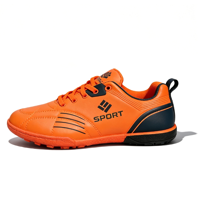 SXCHEN Men's Youth Soccer Cleat Shoes, Orange High-Performance Football Boots For Training & Matches, Lightweight Synthetic Material, Non-Slip Traction Sole, Lace-Up Design, Padded Footbed