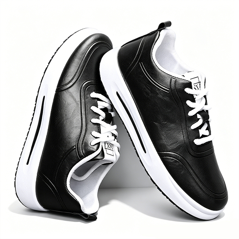 SXCHEN Men's Comfort Casual Shoes – Black With Soft Padded Footbed, Flexible Sole, Perfect For Travel & Elevating Everyday Outfits, All Sizes Available