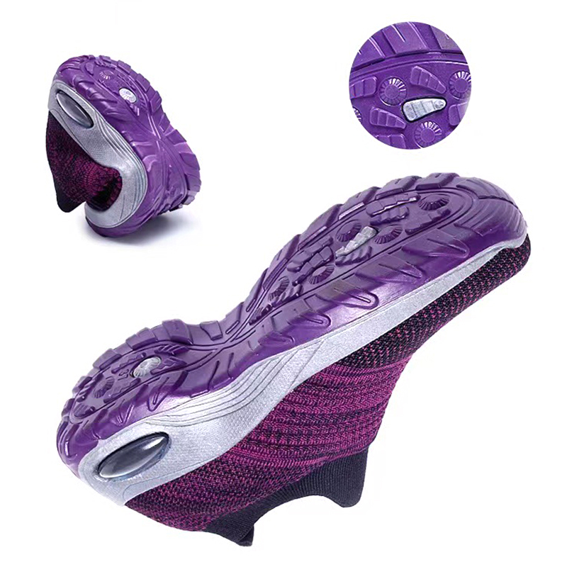SXCHEN Women's Platform Wedge Shoes, Purple Gradient Sock Sneakers For Walking & Travel, Stretch Knit Fabric, Air Cushion Heel For Shock Absorption, Lightweight Design, Padded Insole, All Sizes