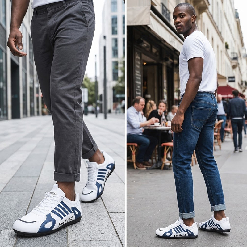 SXCHEN Men's Sporty Sneaker Shoes – White With Breathable Lining, Faux Leather Upper, Non-Slip Rubber Sole,  Lightweight Construction, Secure Lace-Up Fit，Perfect For Daily Commute & Street Style