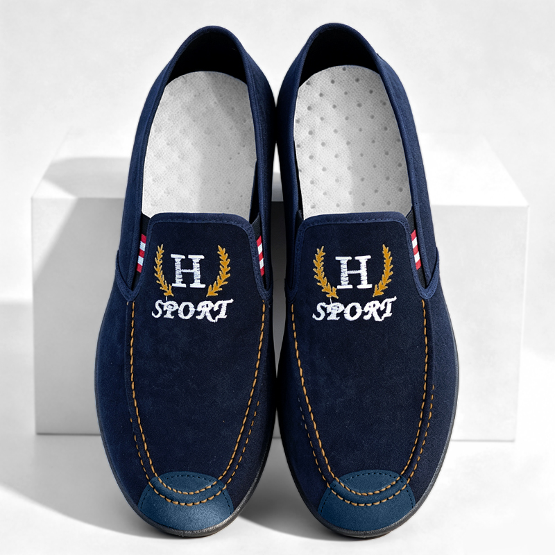 SXCHEN Men's Casual Slip-On Shoes – Navy Blue Suede-Like Upper, Easy Slip-On Design, Padded Insole,Lightweight Construction, Breathable Lining, Perfect For Daily Wear & Outdoor Leisure
