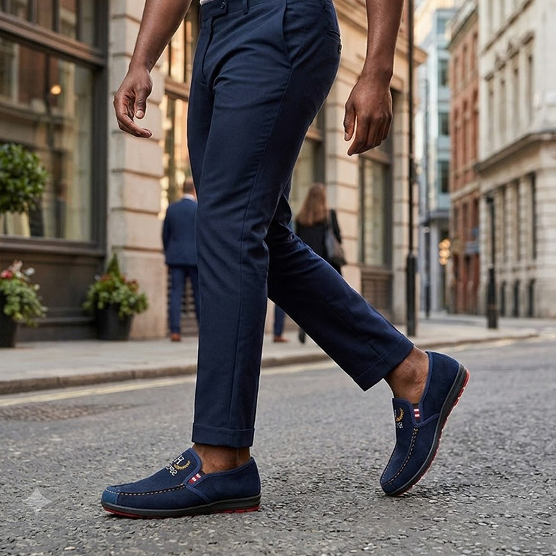 SXCHEN Men's Casual Slip-On Shoes – Navy Blue Suede-Like Upper, Easy Slip-On Design, Padded Insole,Lightweight Construction, Breathable Lining, Perfect For Daily Wear & Outdoor Leisure