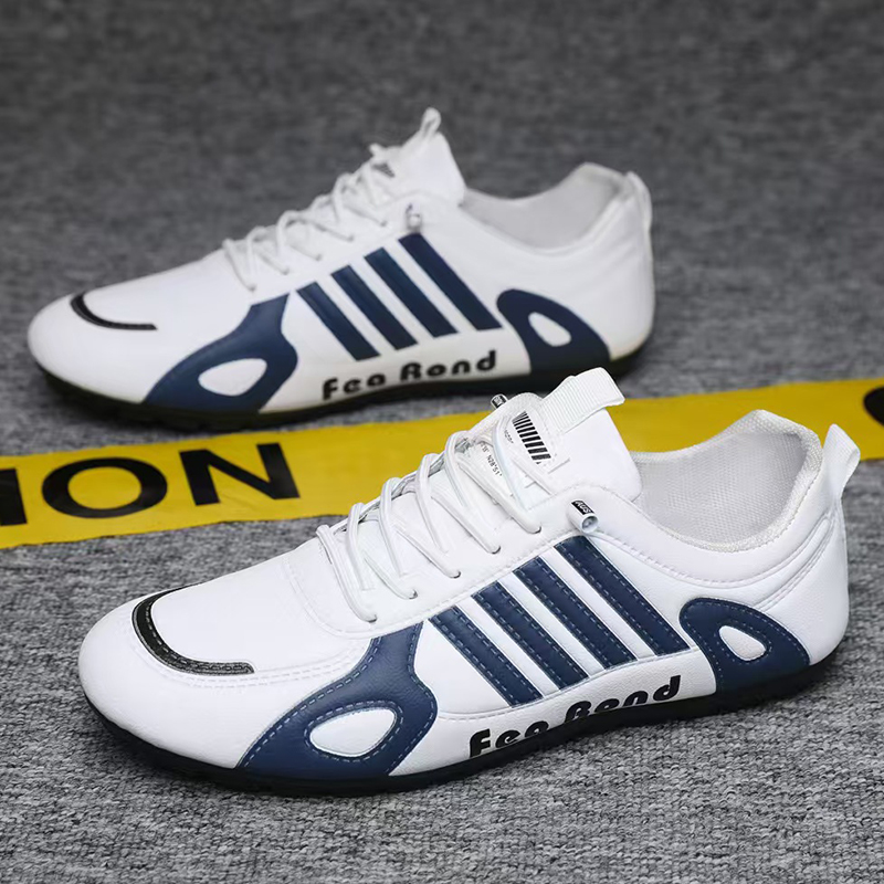 SXCHEN Men's Sporty Sneaker Shoes – White With Breathable Lining, Faux Leather Upper, Non-Slip Rubber Sole,  Lightweight Construction, Secure Lace-Up Fit，Perfect For Daily Commute & Street Style