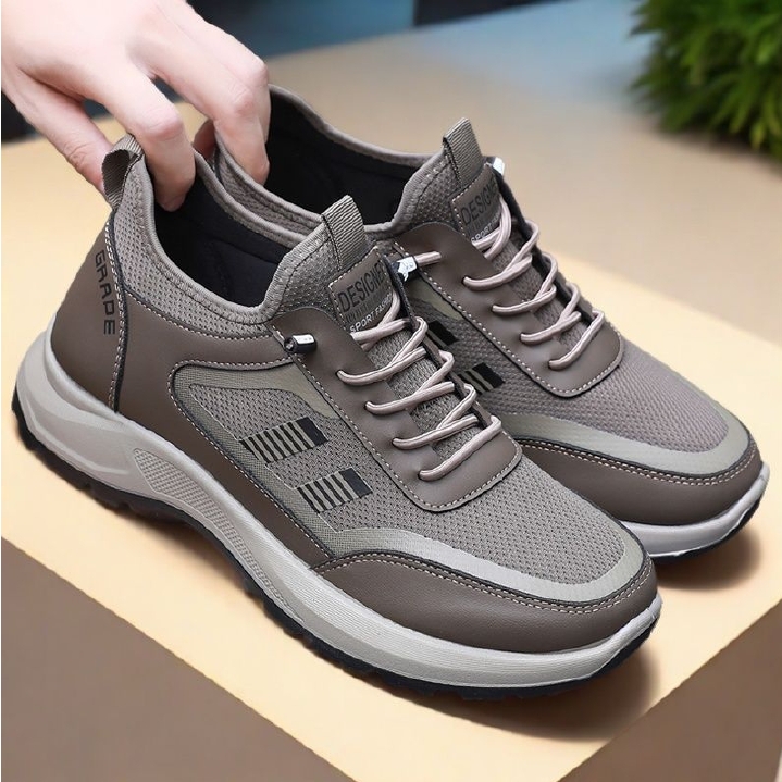 SXCHEN Shoes Men's Shoes Sneakers New Comfortable And Breathable Casual Sports Shoes Soft-Soled Non-Slip Hiking Shoes Flexible Anti-Slip Sole Pu Boy Shoe Easy Pull Tab Coffee color 41 42 43 44