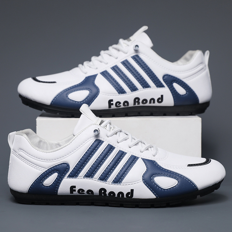 SXCHEN Men's Sporty Sneaker Shoes – White With Breathable Lining, Faux Leather Upper, Non-Slip Rubber Sole,  Lightweight Construction, Secure Lace-Up Fit，Perfect For Daily Commute & Street Style