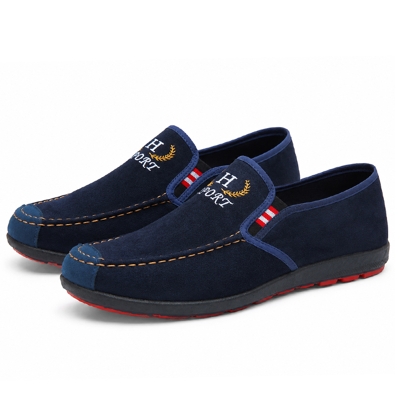 SXCHEN Men's Casual Slip-On Shoes – Navy Blue Suede-Like Upper, Easy Slip-On Design, Padded Insole,Lightweight Construction, Breathable Lining, Perfect For Daily Wear & Outdoor Leisure