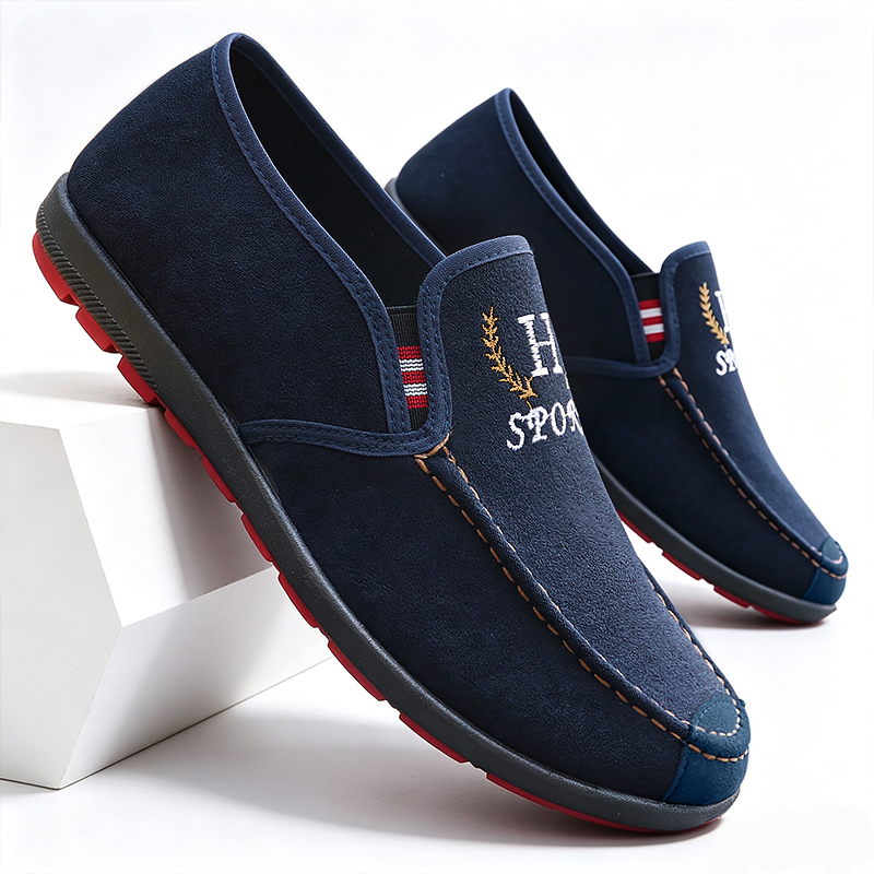 SXCHEN Men's Casual Slip-On Shoes – Navy Blue Suede-Like Upper, Easy Slip-On Design, Padded Insole,Lightweight Construction, Breathable Lining, Perfect For Daily Wear & Outdoor Leisure