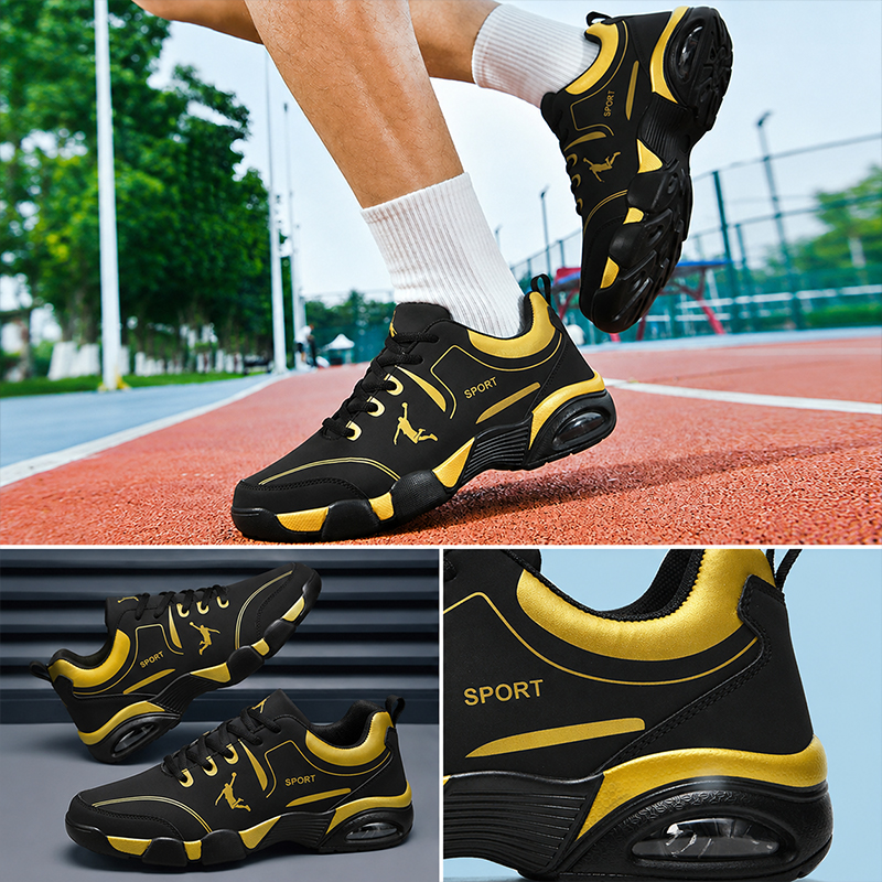 SXCHEN Men's Black Gold Cushion Basketball Sneakers,Sport Graphic Athletic Shoes With Breathable Upper And Shock Absorbing Sole，Breathable Upper & Non-Slip Outsole, Training & Casual Footwear For Men