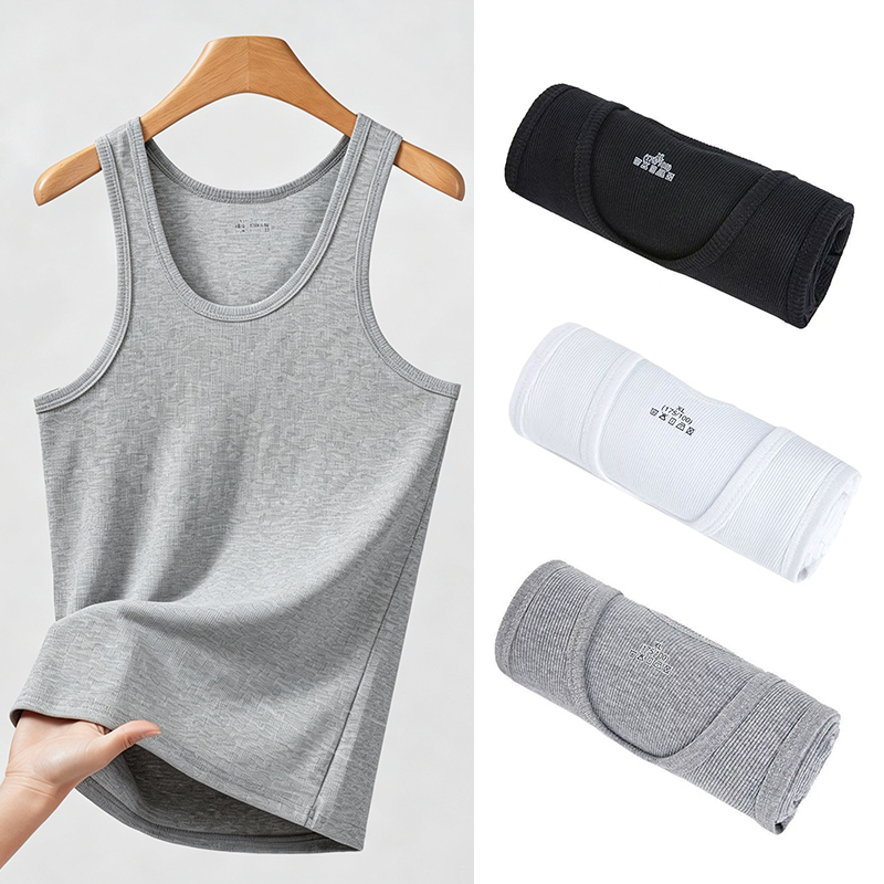 SXCHEN Men's 3-Pack Black White Grey Ribbed Cotton Sleeveless Tank Tops,Slim Fit Base Layer Undershirt,Sweat Resistant Comfort Fabric,Multiple Sizes,Trendy Sports & Daily Casual Layering Vest For Guys