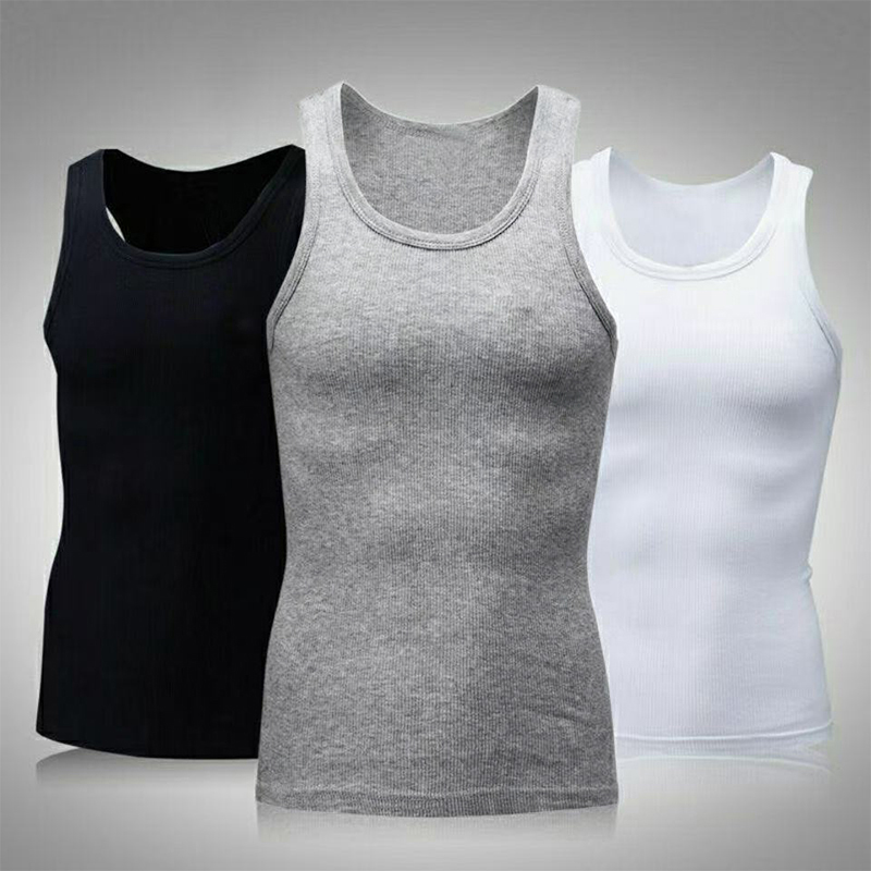 SXCHEN Men's 3-Pack Black White Grey Ribbed Cotton Sleeveless Tank Tops,Slim Fit Base Layer Undershirt,Sweat Resistant Comfort Fabric,Multiple Sizes,Trendy Sports & Daily Casual Layering Vest For Guys