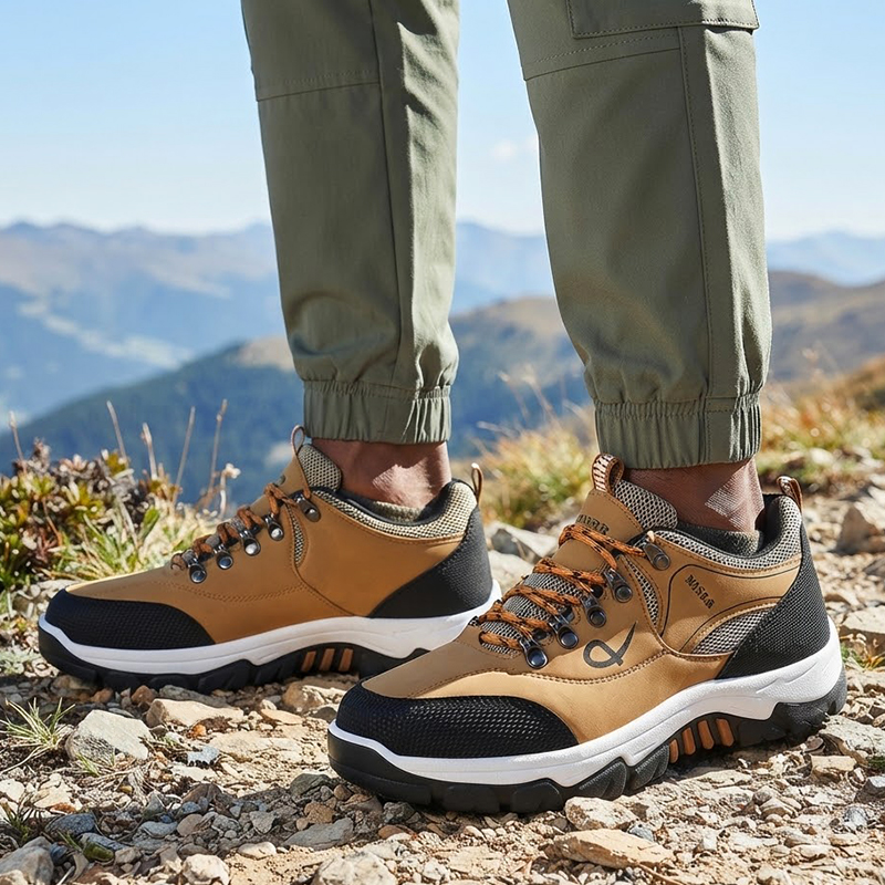 SXCHEN Men Sneakers shoes Yellow Outdoor Hiking Shoes, Breathable Mesh & Synthetic Upper Trail Sneakers, Non-Slip Rugged Sole, Plus Size Available, Trekking & Daily Casual Athletic Footwear For Men's
