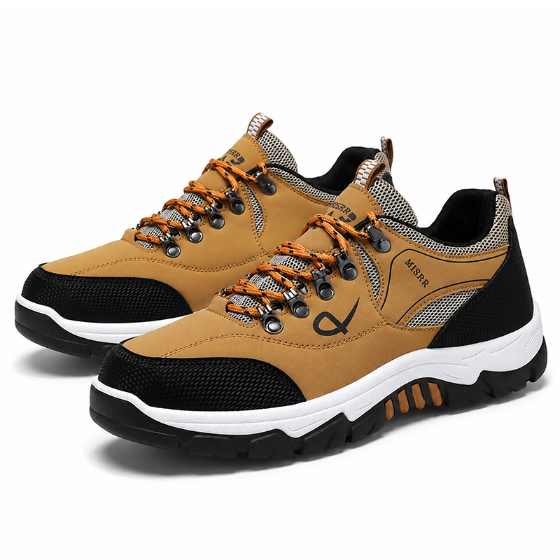 SXCHEN Men Sneakers shoes Yellow Outdoor Hiking Shoes, Breathable Mesh & Synthetic Upper Trail Sneakers, Non-Slip Rugged Sole, Plus Size Available, Trekking & Daily Casual Athletic Footwear For Men's