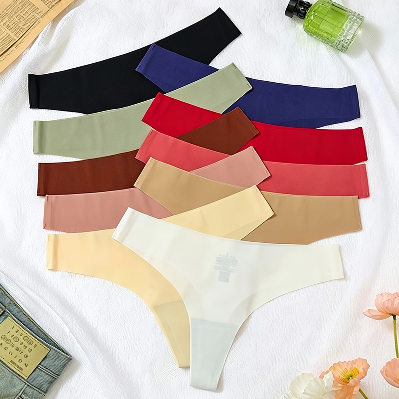 SXCHEN Women's 3-Pack Random Color Seamless No Show Thong Underwear, Soft Stretch Breathable Low Rise Daily Lingerie, Multi Random Assorted Colors, Comfort Sports & Everyday Wear For Ladies
