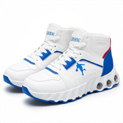 SXCHEN Men Shoes High‑Top Basketball Sneakers Running Outdoor Hiking Boots Durable PU Upper Footwear Air Cushion Buffer Sole Anti‑Slip Wear‑Resistant, Fashion Athletic Shoes Boy For Male Sports  White
