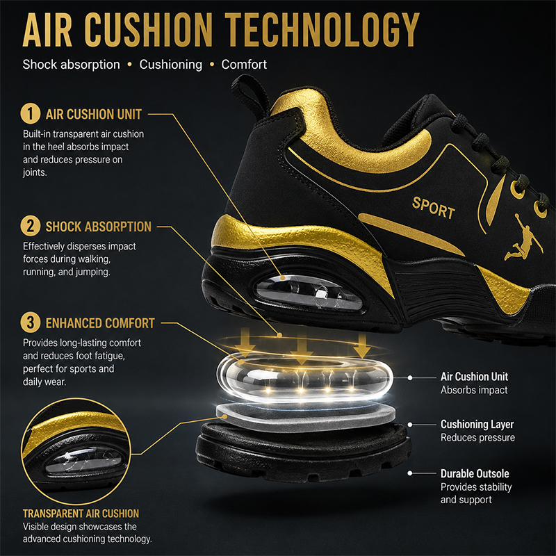 SXCHEN Men's Black Gold Cushion Basketball Sneakers,Sport Graphic Athletic Shoes With Breathable Upper And Shock Absorbing Sole，Breathable Upper & Non-Slip Outsole, Training & Casual Footwear For Men