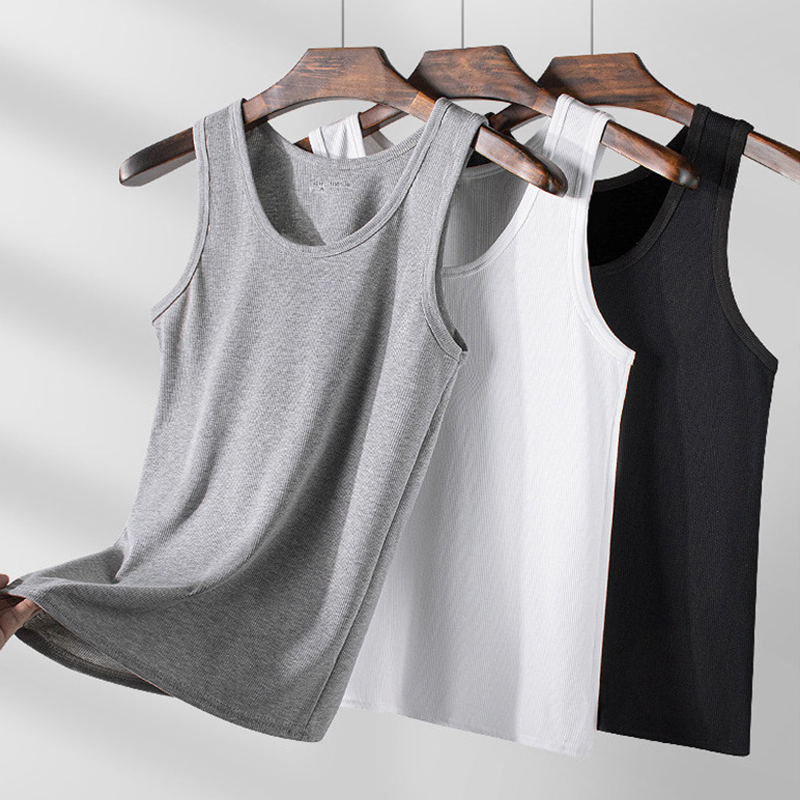 SXCHEN Men's 3-Pack Black White Grey Ribbed Cotton Sleeveless Tank Tops,Slim Fit Base Layer Undershirt,Sweat Resistant Comfort Fabric,Multiple Sizes,Trendy Sports & Daily Casual Layering Vest For Guys