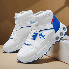 SXCHEN Men Shoes High‑Top Basketball Sneakers Running Outdoor Hiking Boots Durable PU Upper Footwear Air Cushion Buffer Sole Anti‑Slip Wear‑Resistant, Fashion Athletic Shoes Boy For Male Sports  White