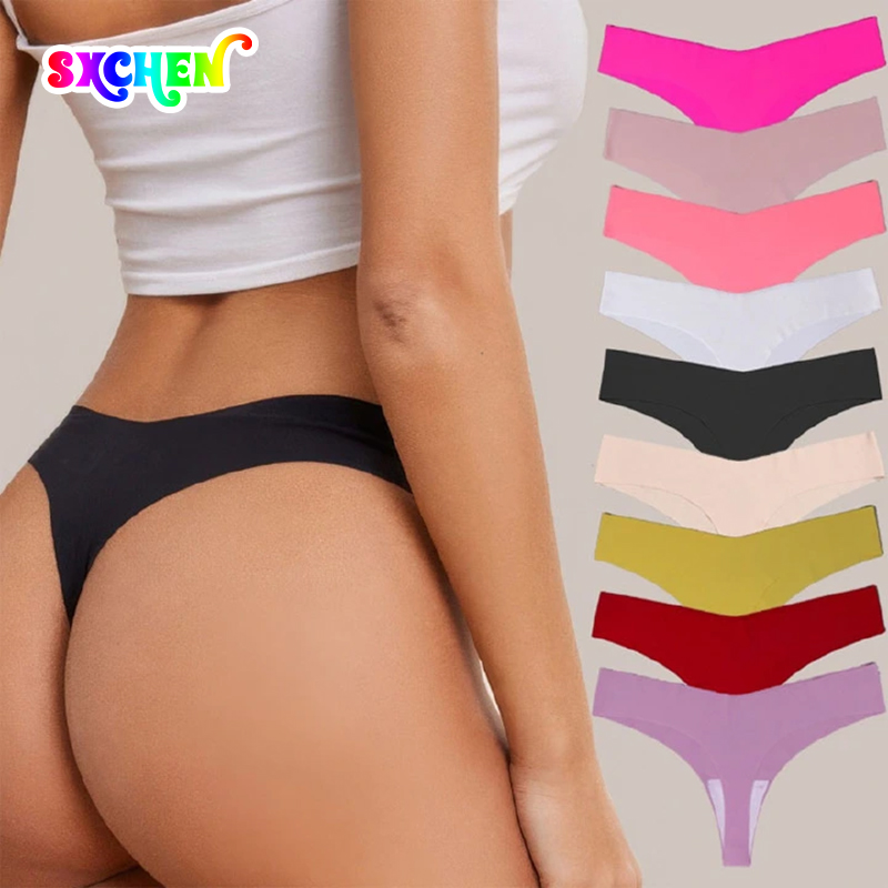 SXCHEN Women's 3-Pack Random Color Seamless No Show Thong Underwear, Soft Stretch Breathable Low Rise Daily Lingerie, Multi Random Assorted Colors, Comfort Sports & Everyday Wear For Ladies