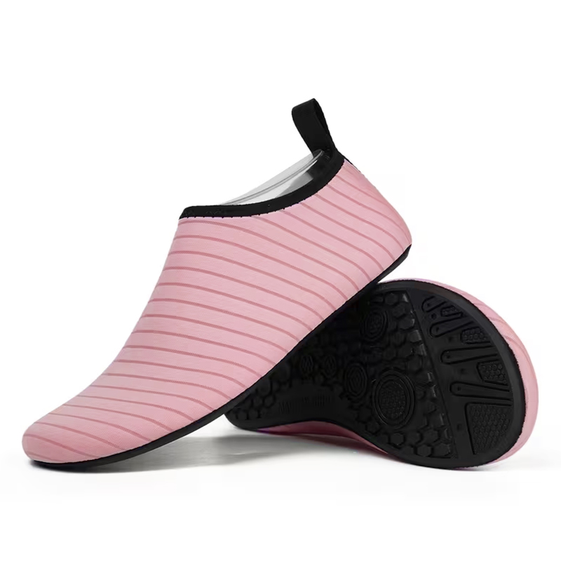 SXCHEN Women's Striped Water Shoes, Pink Lightweight Quick-Dry Aqua Socks With Non-Slip Rubber Sole, Stretchy Neoprene Swim Slippers， Versatile Beach, Yoga & Poolside Footwear For Women