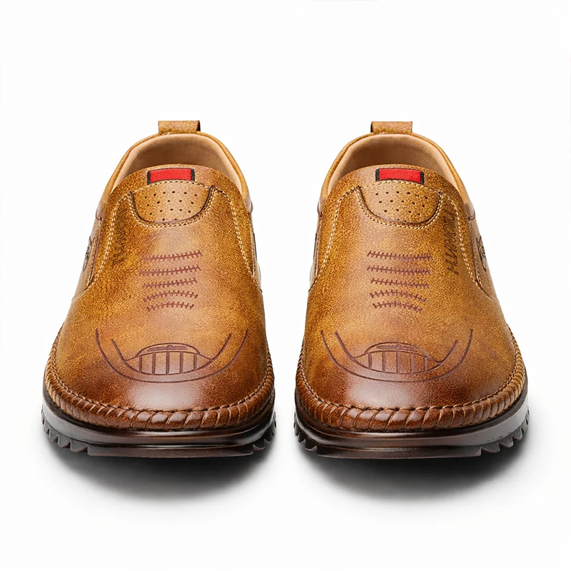 SXCHEN Men's TanArtificial Leather Loafers, Slip-On Casual Driving Shoes With Perforated Vamp and Cushioned Flexible Sole, Multiple Sizes, Office & Daily Walking Footwear For Men