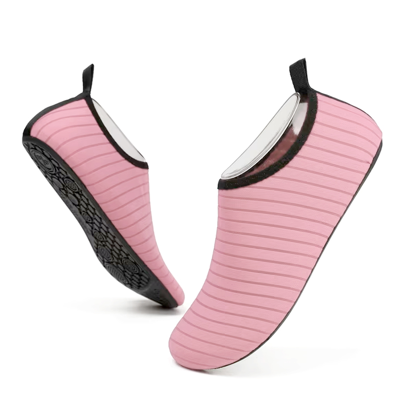 SXCHEN Women's Striped Water Shoes, Pink Lightweight Quick-Dry Aqua Socks With Non-Slip Rubber Sole, Stretchy Neoprene Swim Slippers， Versatile Beach, Yoga & Poolside Footwear For Women