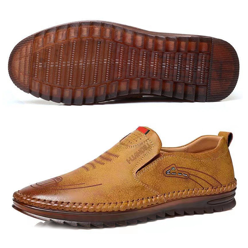 SXCHEN Men's TanArtificial Leather Loafers, Slip-On Casual Driving Shoes With Perforated Vamp and Cushioned Flexible Sole, Multiple Sizes, Office & Daily Walking Footwear For Men