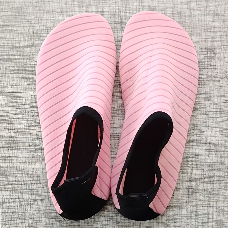 SXCHEN Women's Striped Water Shoes, Pink Lightweight Quick-Dry Aqua Socks With Non-Slip Rubber Sole, Stretchy Neoprene Swim Slippers， Versatile Beach, Yoga & Poolside Footwear For Women