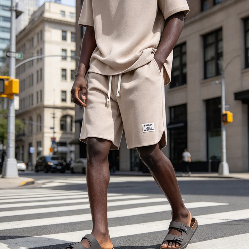 SXCHEN Men Clothes Clothing T-Shirt+Short Two-Piece Outfits Summer Casual Men's T-shirt Plain Crew Neck Curved Hem Tee, Elastic Waist Drawstring Label Shorts, Lightweight Comfort Sport Suit