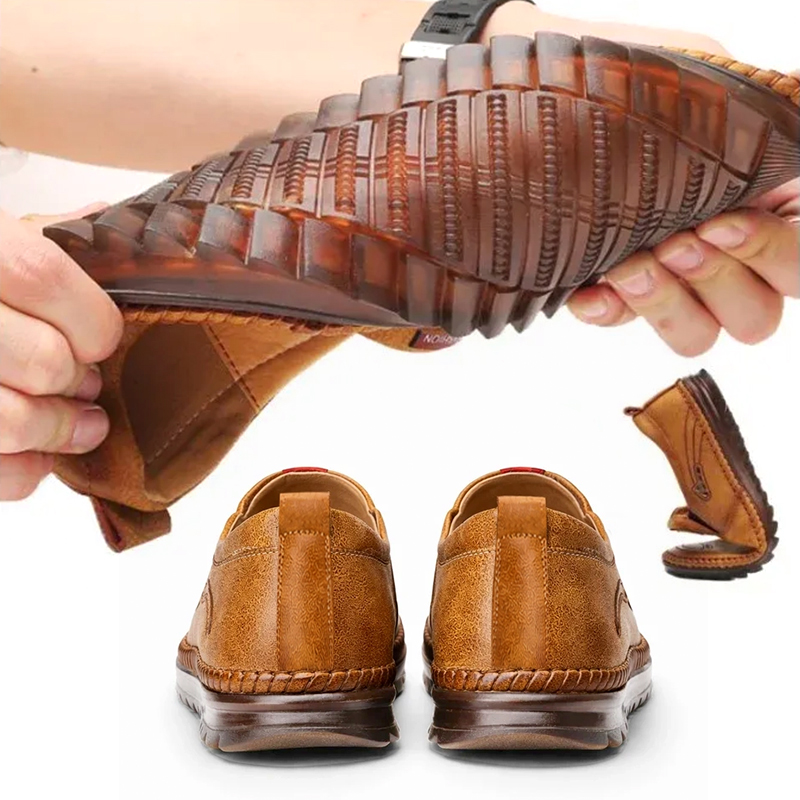 SXCHEN Men's TanArtificial Leather Loafers, Slip-On Casual Driving Shoes With Perforated Vamp and Cushioned Flexible Sole, Multiple Sizes, Office & Daily Walking Footwear For Men