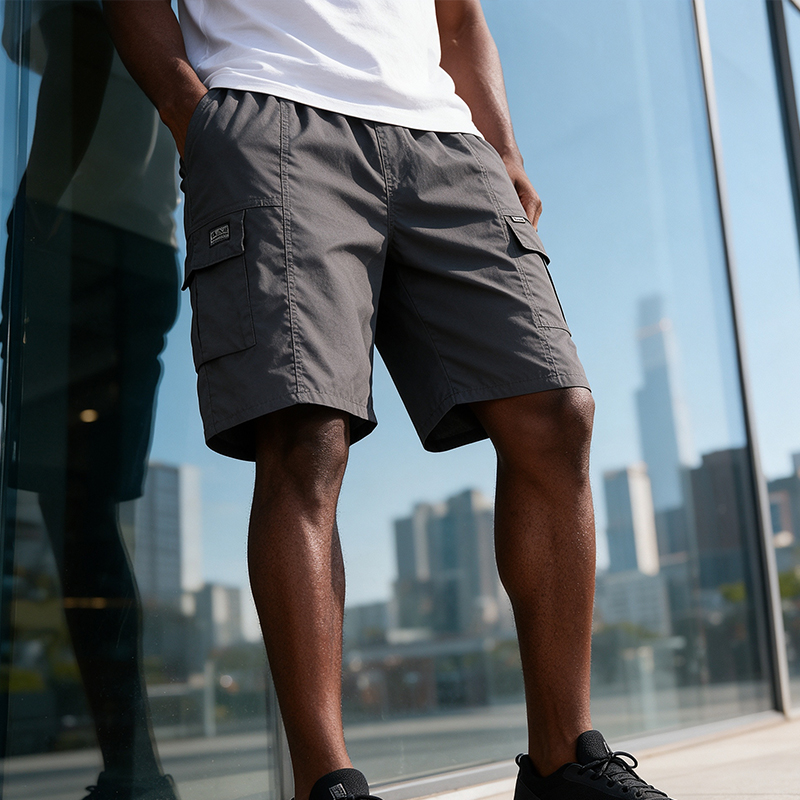 SXCHEN Men Clothing Casual Shorts 2-Pack Summer Loose Cargo Shorts Multiple Flap Pockets, Wrinkle Resistant Breathable Fabric, Random Colors Available Casual Short Trousers For Travel Shopping