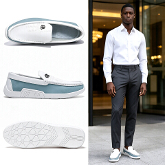 SXCHEN Men Shoes Loafers Slip‑On Faux Leather Spliced Casual White Business Flat Sneakers Elegant Men's Shoe Lightweight Soft Sole Non‑Slip Wear‑Resistant Fashion Trendy Office Daily Wear Footwear PU